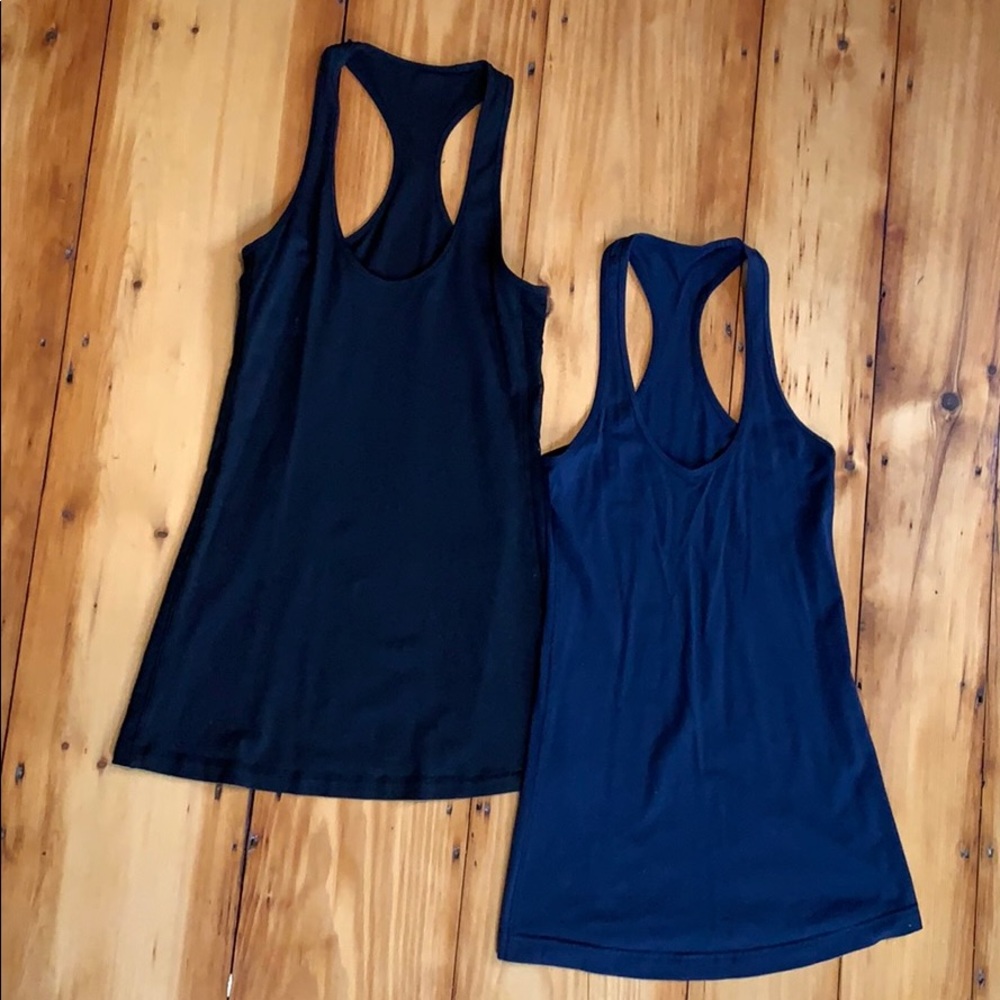 Lululemon racerback tank tops black lace and navy